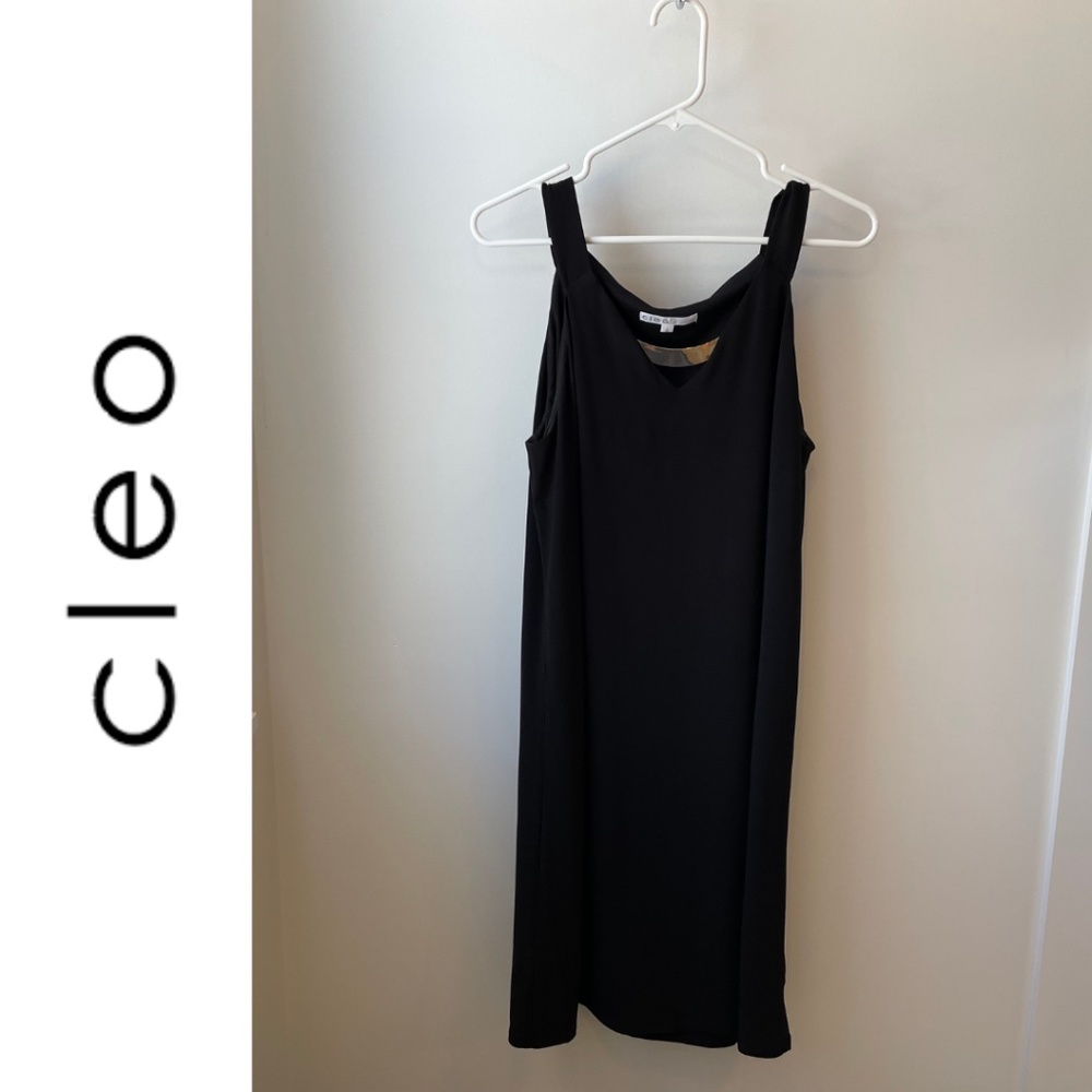Cleo Little black Dress with Silver Neck Detail, Size Large